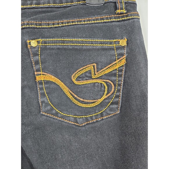 Y2K Southpole Women's Low Rise Bootcut Black Jeans Embroidered Size 9 - Picture 7 of 9